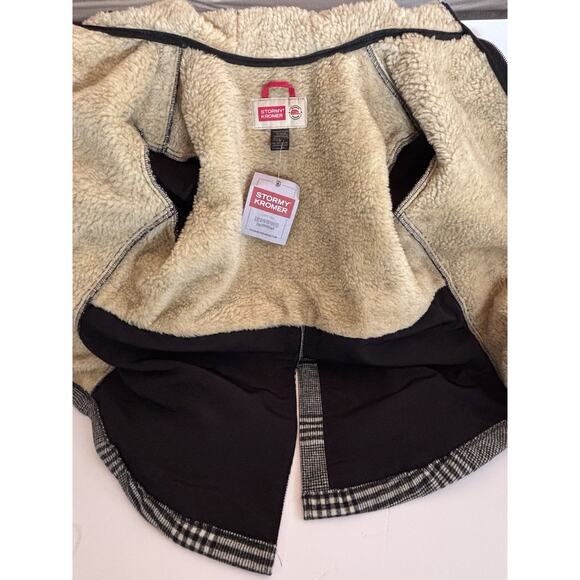 Stormy Kromer Jacket Womens L Metro Wool Sherpa Swallowtail Black White Plaid - Picture 15 of 16